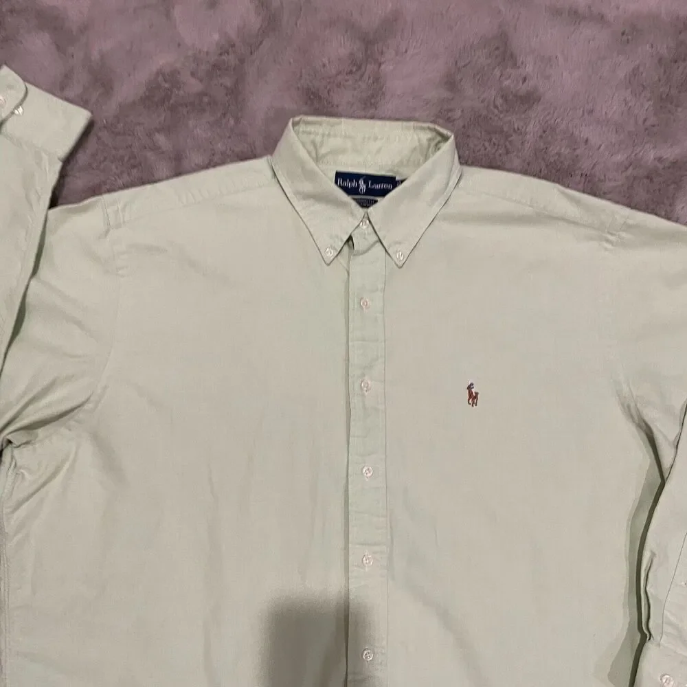 Ralph Lauren Yarmouth Classic Button-Down Shirt‎ Men's 17.5 Preppy Pastel Green